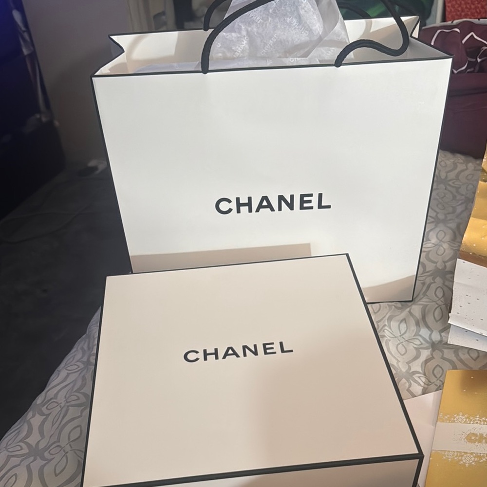 Chanel White Shopping Bag and Box